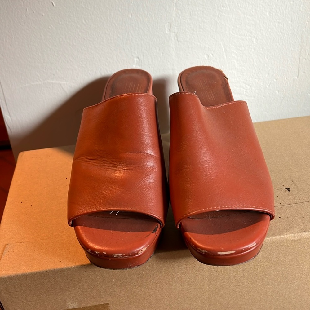 Charlotte Stone Rian red heeled mule open toe